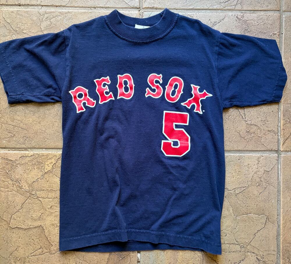 Vintage 90s Majestic Boston Red Sox Nomar Garciaparra #5 T-Shirt Youth Small